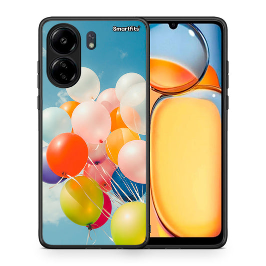 Θήκη Xiaomi Poco C65 Colorful Balloons από τη Smartfits με σχέδιο στο πίσω μέρος και μαύρο περίβλημα | Xiaomi Poco C65 Colorful Balloons case with colorful back and black bezels