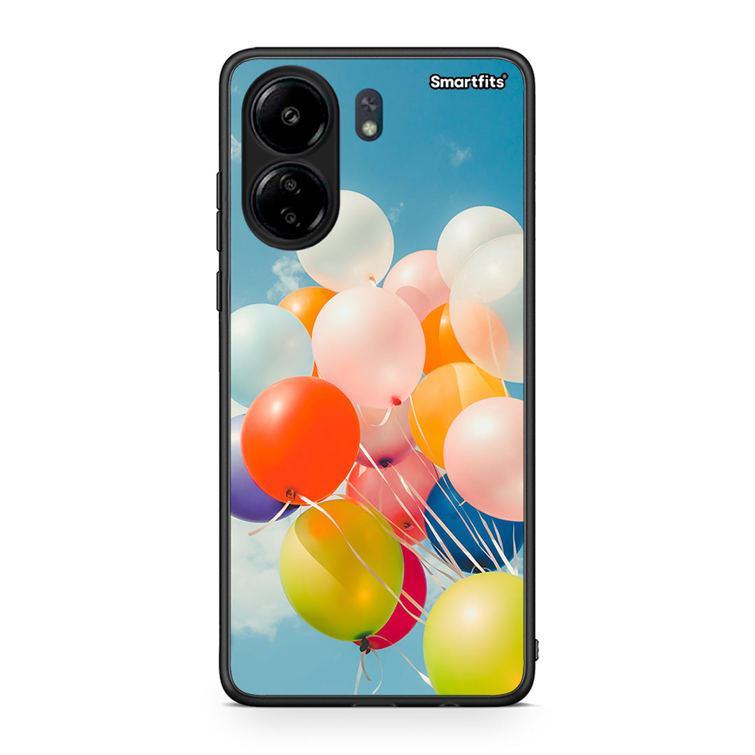 Xiaomi Poco C65 Colorful Balloons θήκη από τη Smartfits με σχέδιο στο πίσω μέρος και μαύρο περίβλημα | Smartphone case with colorful back and black bezels by Smartfits