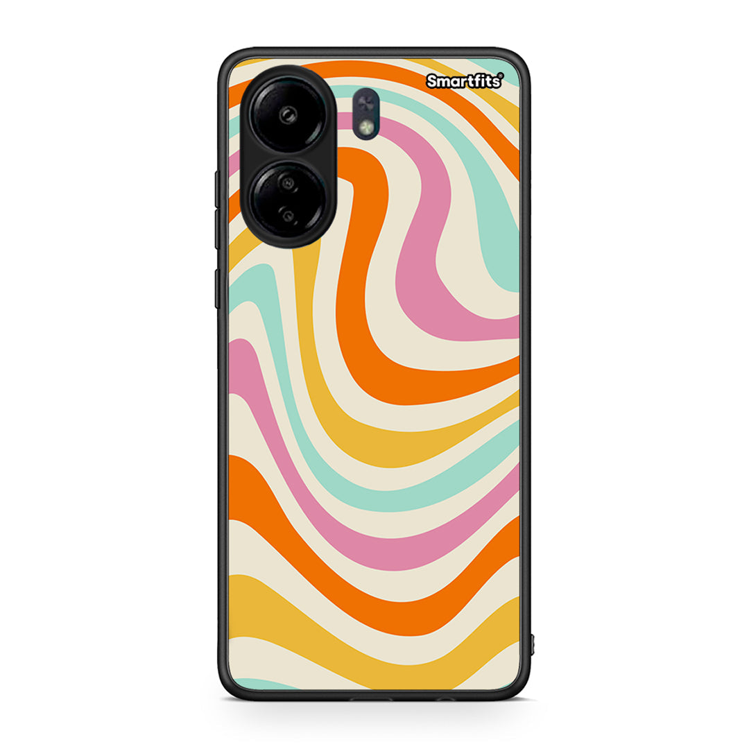 Xiaomi Poco C65 Colourful Waves θήκη από τη Smartfits με σχέδιο στο πίσω μέρος και μαύρο περίβλημα | Smartphone case with colorful back and black bezels by Smartfits