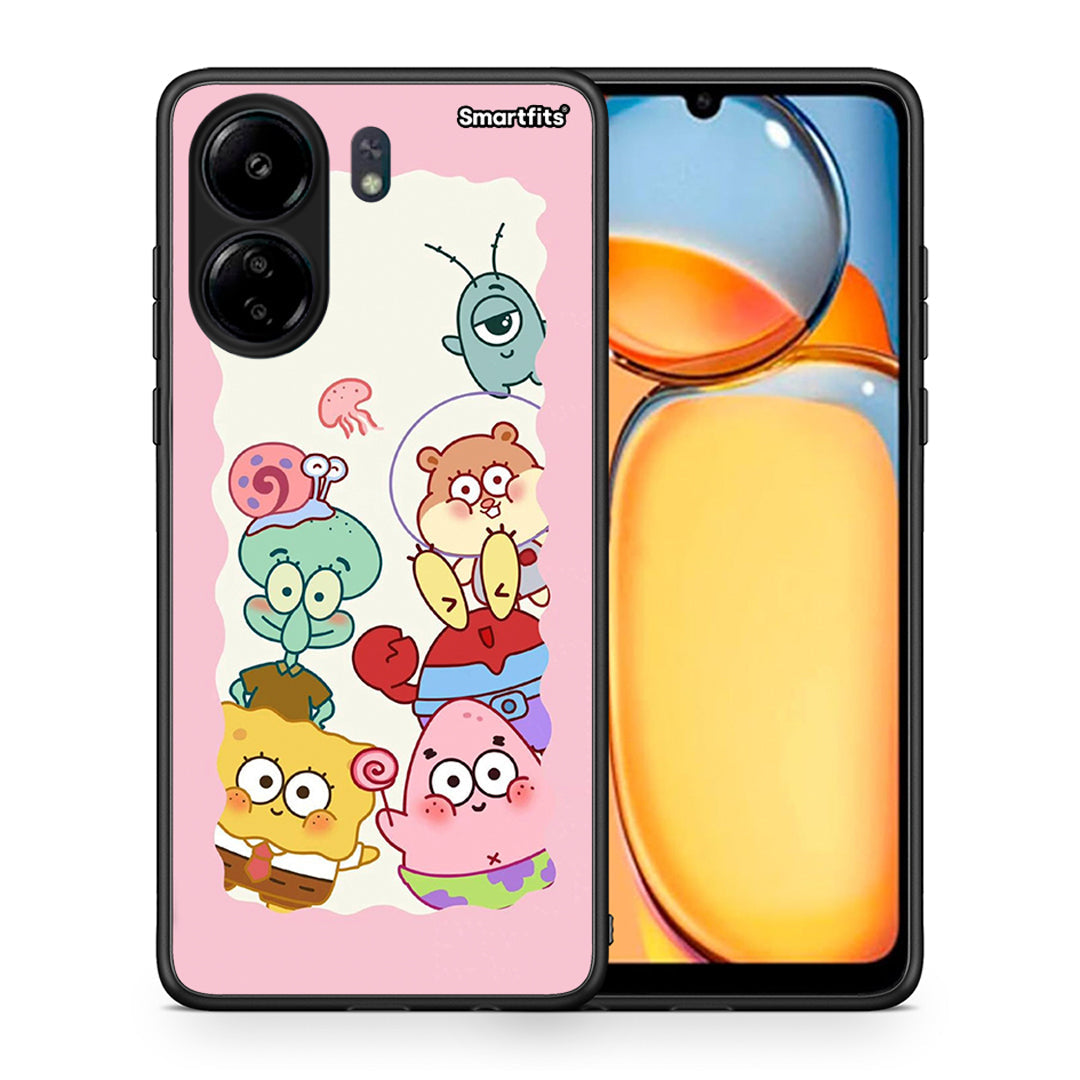 Θήκη Xiaomi Poco C65 Cute Companion από τη Smartfits με σχέδιο στο πίσω μέρος και μαύρο περίβλημα | Xiaomi Poco C65 Cute Companion case with colorful back and black bezels