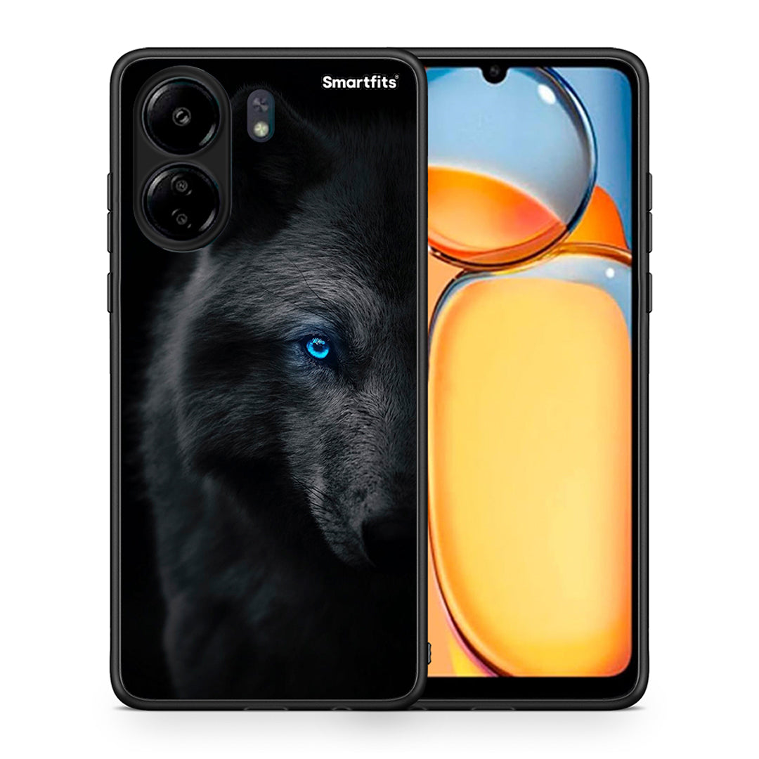 Θήκη Xiaomi Poco C65 Dark Wolf από τη Smartfits με σχέδιο στο πίσω μέρος και μαύρο περίβλημα | Xiaomi Poco C65 Dark Wolf case with colorful back and black bezels