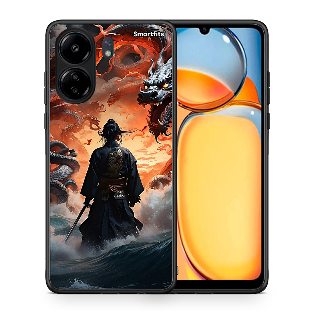 Θήκη Xiaomi Poco C65 Dragons Fight από τη Smartfits με σχέδιο στο πίσω μέρος και μαύρο περίβλημα | Xiaomi Poco C65 Dragons Fight case with colorful back and black bezels