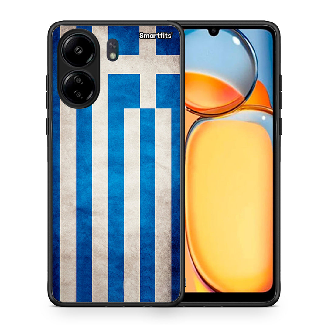 Θήκη Xiaomi Poco C65 Greek Flag από τη Smartfits με σχέδιο στο πίσω μέρος και μαύρο περίβλημα | Xiaomi Poco C65 Greek Flag case with colorful back and black bezels