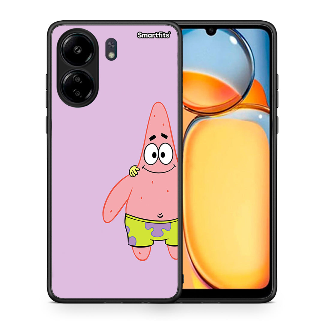 Θήκη Xiaomi Poco C65 Friends Patrick από τη Smartfits με σχέδιο στο πίσω μέρος και μαύρο περίβλημα | Xiaomi Poco C65 Friends Patrick case with colorful back and black bezels