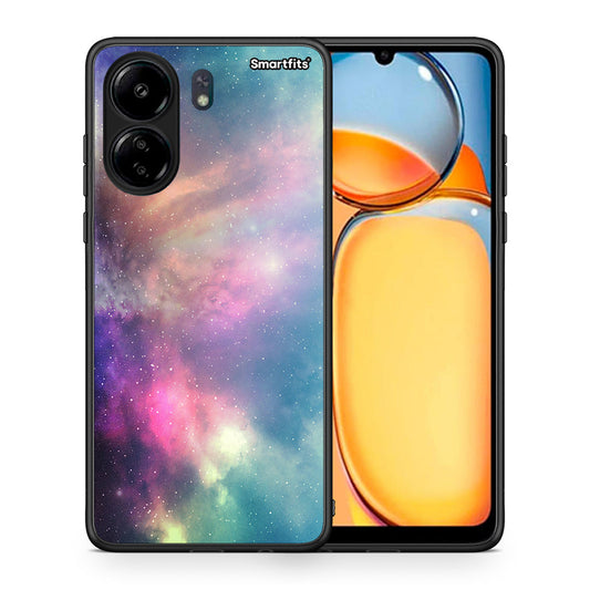 Θήκη Xiaomi Poco C65 Rainbow Galaxy από τη Smartfits με σχέδιο στο πίσω μέρος και μαύρο περίβλημα | Xiaomi Poco C65 Rainbow Galaxy case with colorful back and black bezels