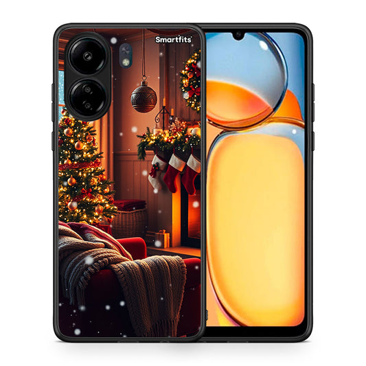 Θήκη Xiaomi Poco C65 Home For Christmas από τη Smartfits με σχέδιο στο πίσω μέρος και μαύρο περίβλημα | Xiaomi Poco C65 Home For Christmas case with colorful back and black bezels