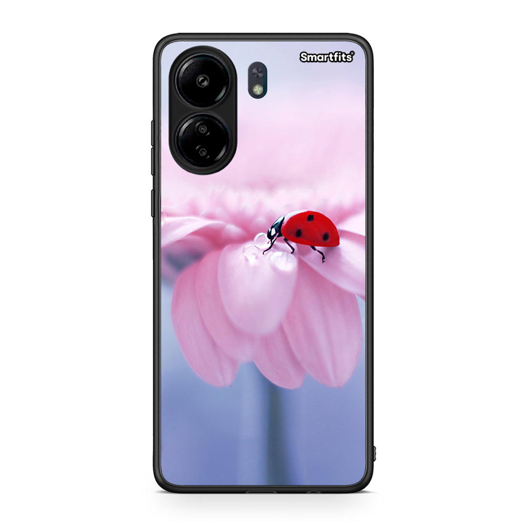 Xiaomi Poco C65 Ladybug Flower θήκη από τη Smartfits με σχέδιο στο πίσω μέρος και μαύρο περίβλημα | Smartphone case with colorful back and black bezels by Smartfits