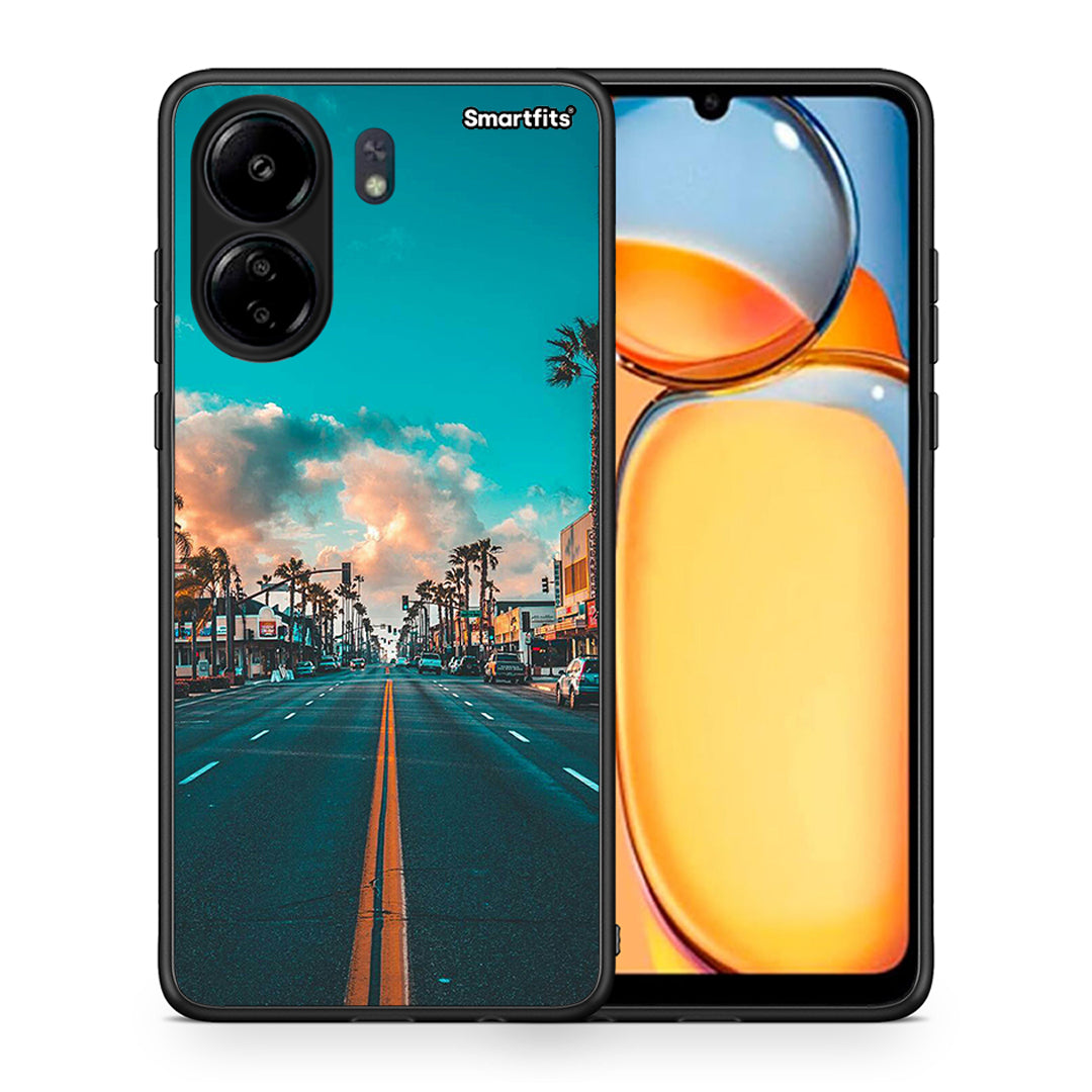 Θήκη Xiaomi Poco C65 City Landscape από τη Smartfits με σχέδιο στο πίσω μέρος και μαύρο περίβλημα | Xiaomi Poco C65 City Landscape case with colorful back and black bezels