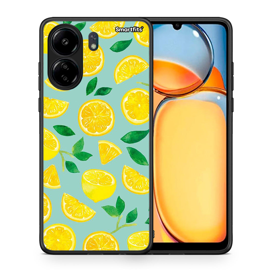 Θήκη Xiaomi Poco C65 Lemons από τη Smartfits με σχέδιο στο πίσω μέρος και μαύρο περίβλημα | Xiaomi Poco C65 Lemons case with colorful back and black bezels