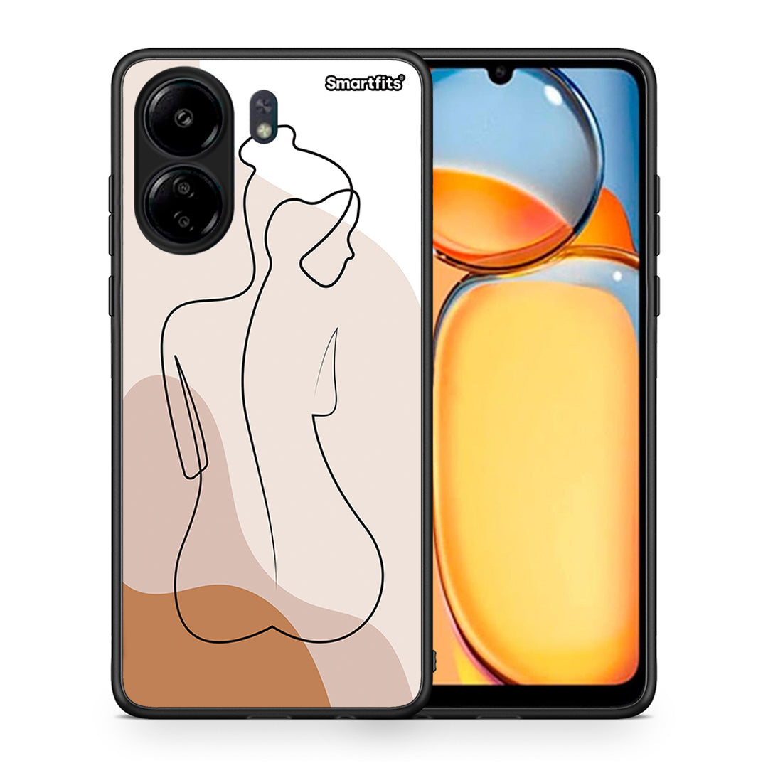 Θήκη Xiaomi Poco C65 LineArt Woman από τη Smartfits με σχέδιο στο πίσω μέρος και μαύρο περίβλημα | Xiaomi Poco C65 LineArt Woman case with colorful back and black bezels