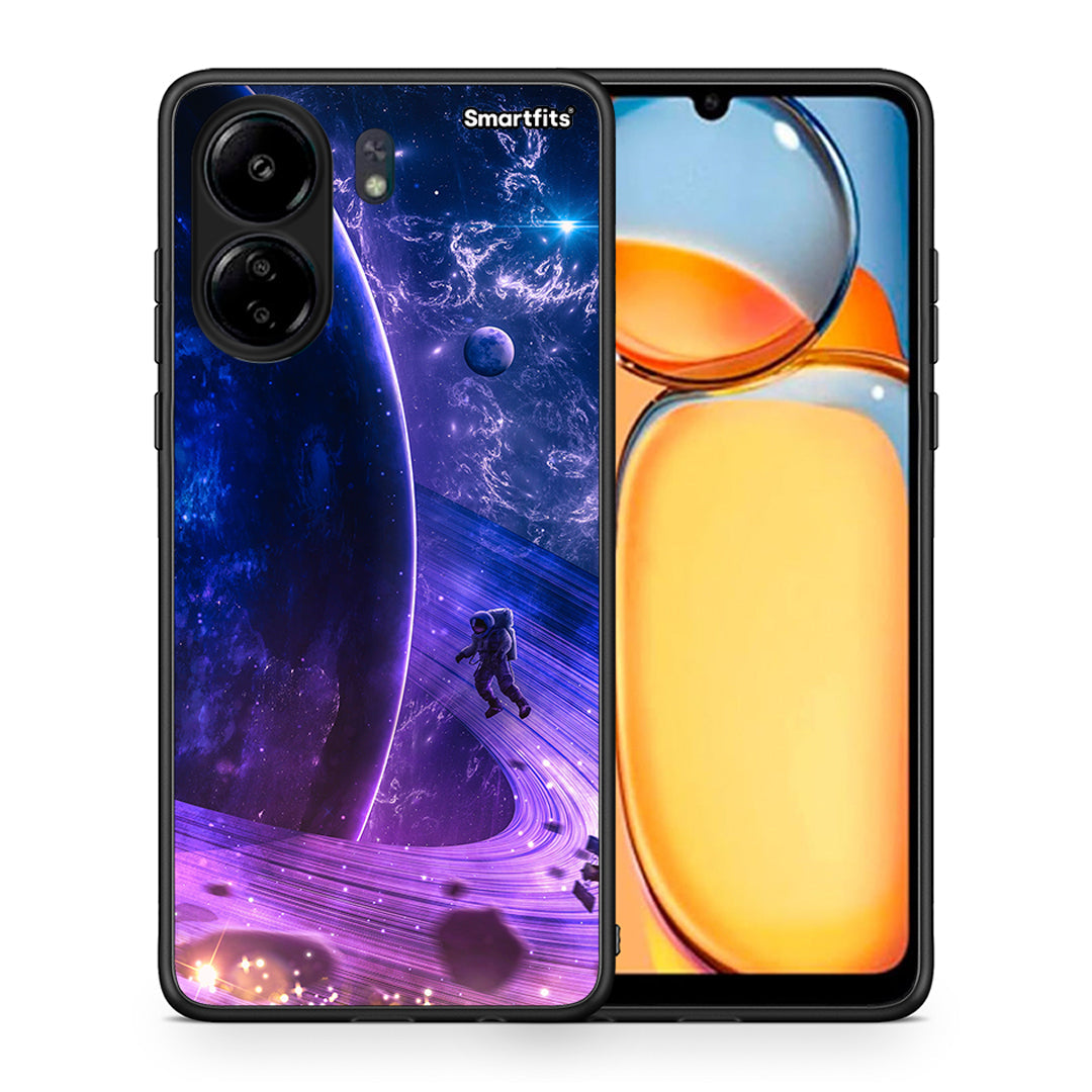 Θήκη Xiaomi Poco C65 Lost Astronaut από τη Smartfits με σχέδιο στο πίσω μέρος και μαύρο περίβλημα | Xiaomi Poco C65 Lost Astronaut case with colorful back and black bezels