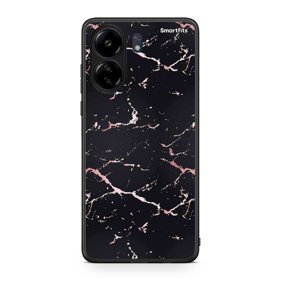 4 - Xiaomi Poco C65 Black Rosegold Marble case, cover, bumper