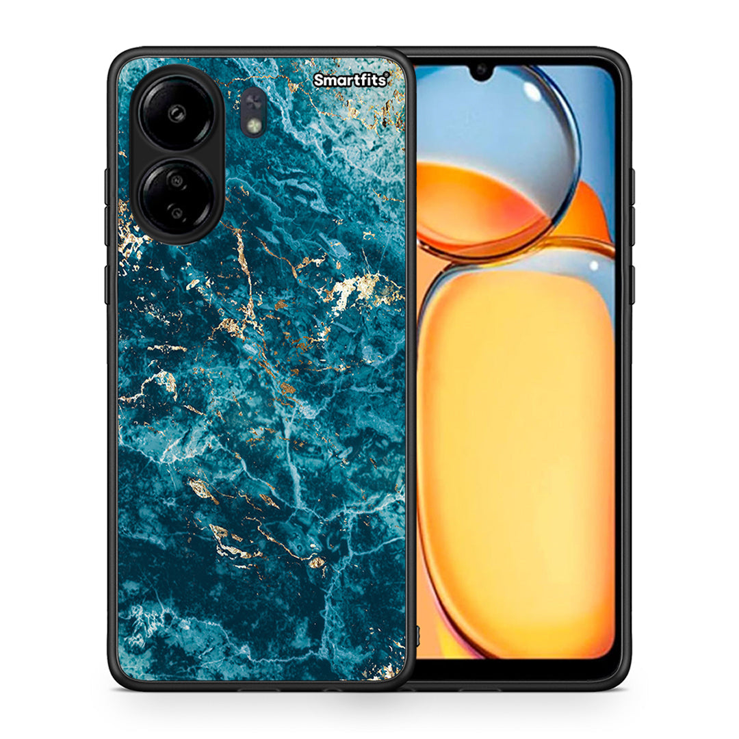 Θήκη Xiaomi Poco C65 Marble Blue από τη Smartfits με σχέδιο στο πίσω μέρος και μαύρο περίβλημα | Xiaomi Poco C65 Marble Blue case with colorful back and black bezels