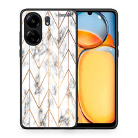 Thumbnail for Θήκη Xiaomi Poco C65 Gold Geometric Marble από τη Smartfits με σχέδιο στο πίσω μέρος και μαύρο περίβλημα | Xiaomi Poco C65 Gold Geometric Marble case with colorful back and black bezels