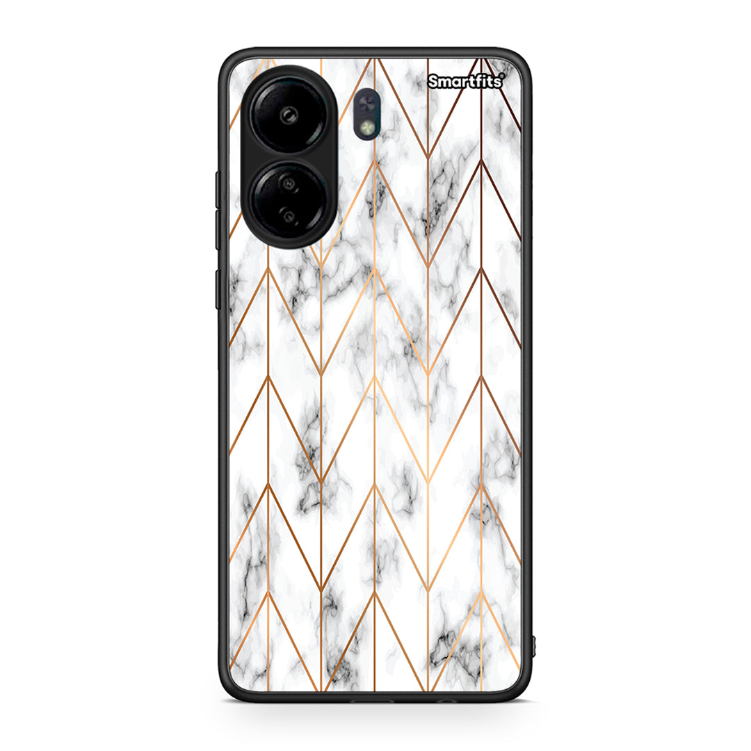 44 - Xiaomi Poco C65 Gold Geometric Marble case, cover, bumper