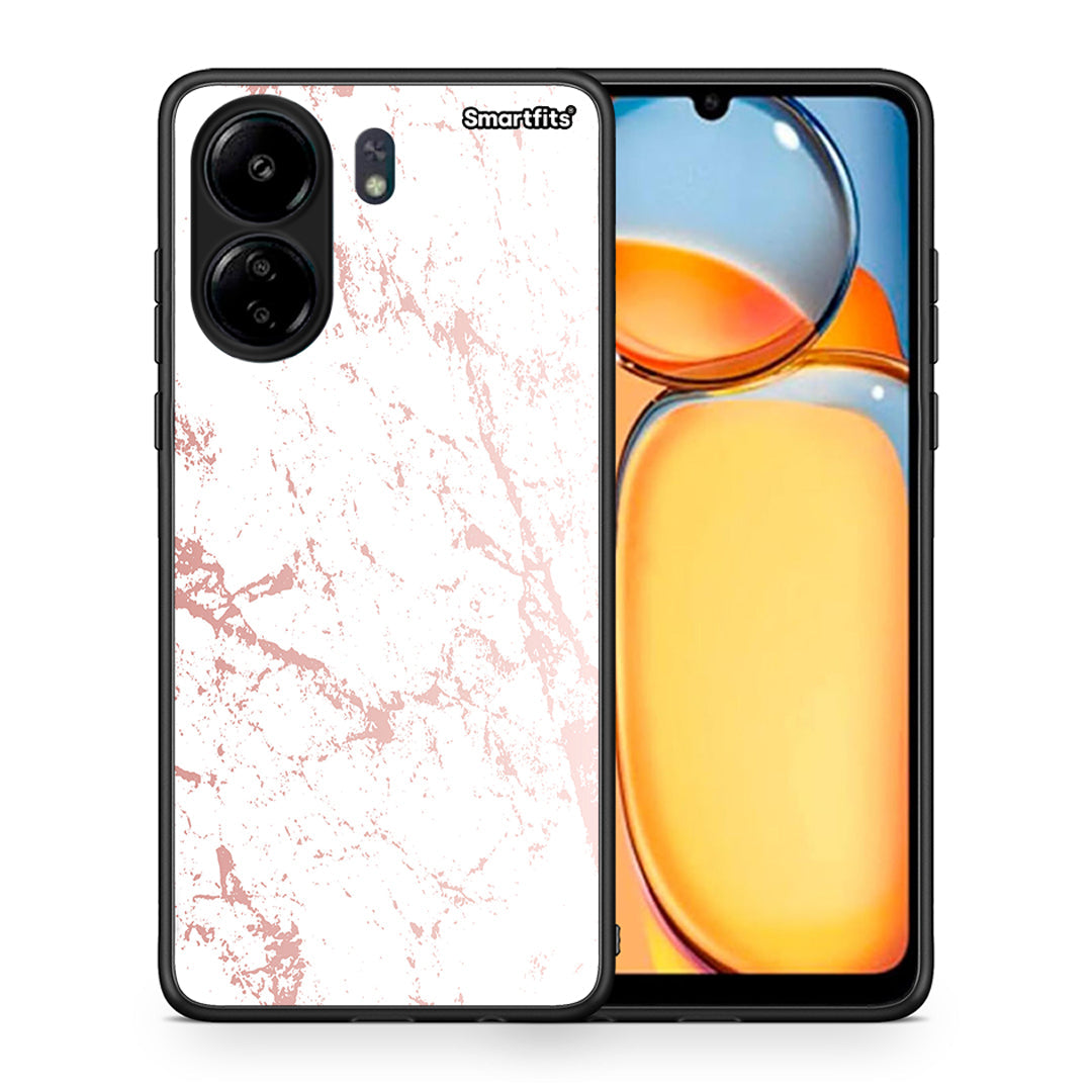 Θήκη Xiaomi Poco C65 Pink Splash Marble από τη Smartfits με σχέδιο στο πίσω μέρος και μαύρο περίβλημα | Xiaomi Poco C65 Pink Splash Marble case with colorful back and black bezels