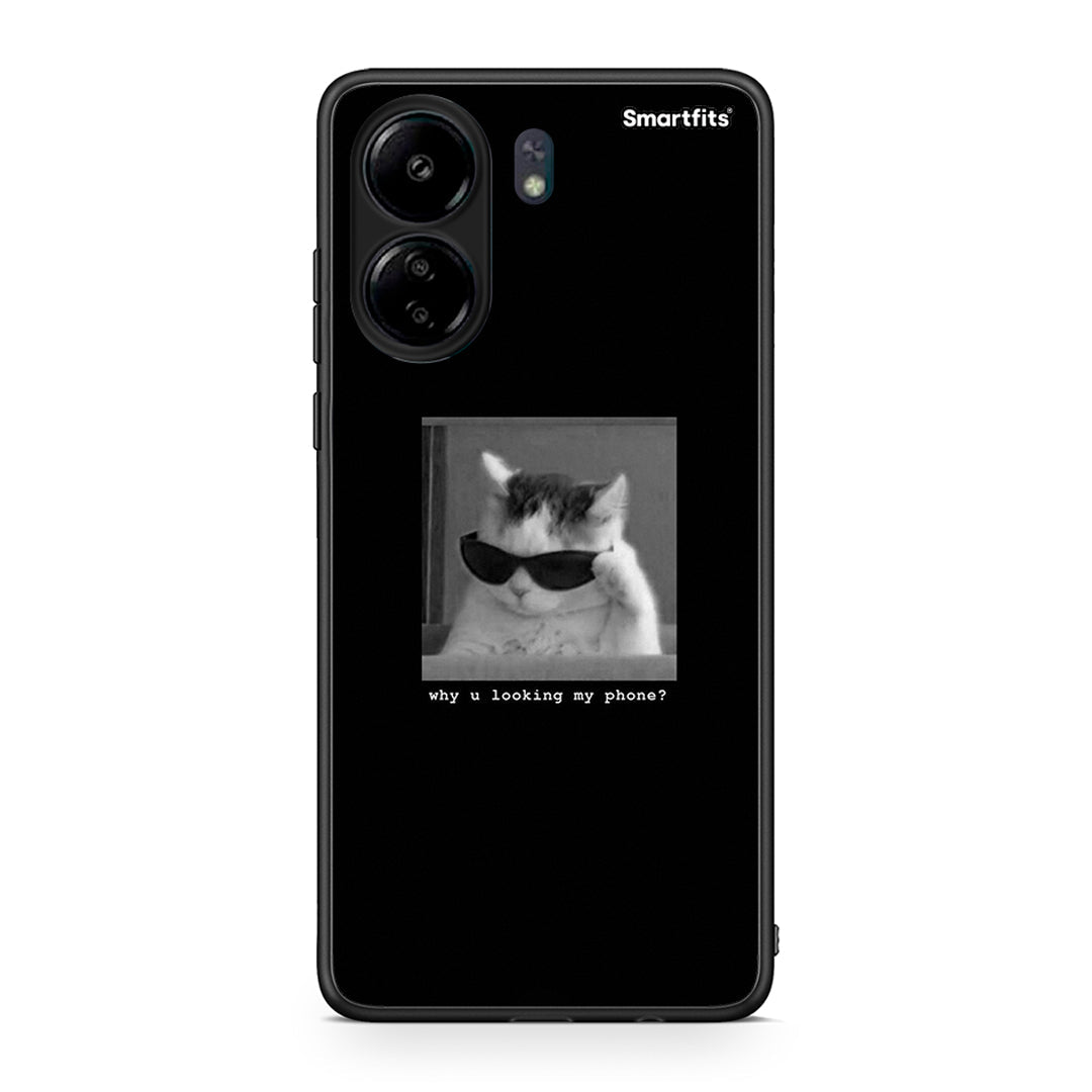 Xiaomi Poco C65 Meme Cat θήκη από τη Smartfits με σχέδιο στο πίσω μέρος και μαύρο περίβλημα | Smartphone case with colorful back and black bezels by Smartfits