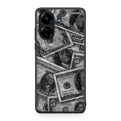 Xiaomi Poco C65 Money Dollars θήκη από τη Smartfits με σχέδιο στο πίσω μέρος και μαύρο περίβλημα | Smartphone case with colorful back and black bezels by Smartfits
