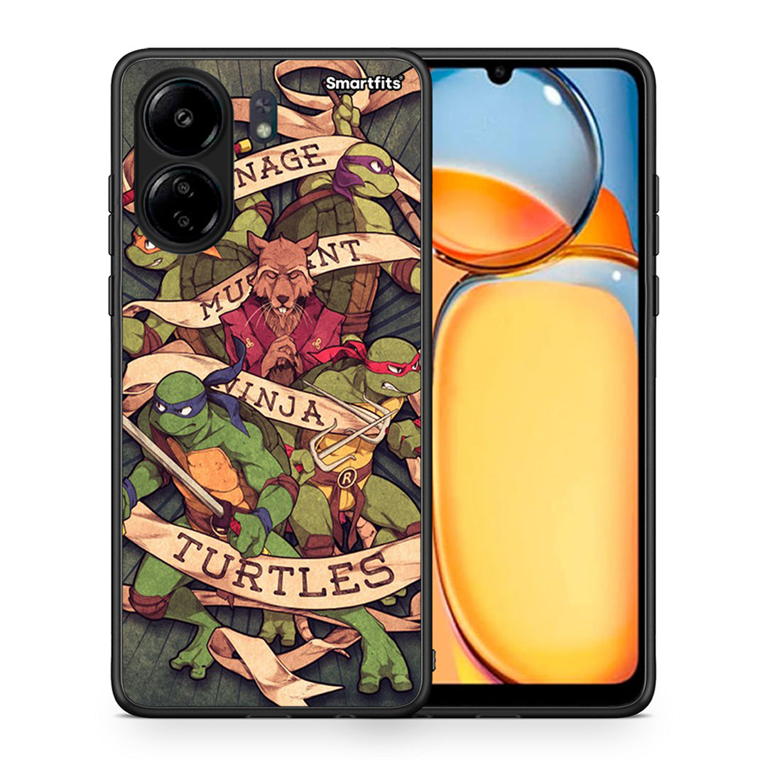 Θήκη Xiaomi Poco C65 Ninja Turtles από τη Smartfits με σχέδιο στο πίσω μέρος και μαύρο περίβλημα | Xiaomi Poco C65 Ninja Turtles case with colorful back and black bezels