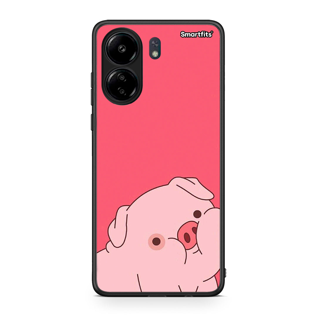 Xiaomi Poco C65 Pig Love 1 Θήκη Αγίου Βαλεντίνου από τη Smartfits με σχέδιο στο πίσω μέρος και μαύρο περίβλημα | Smartphone case with colorful back and black bezels by Smartfits