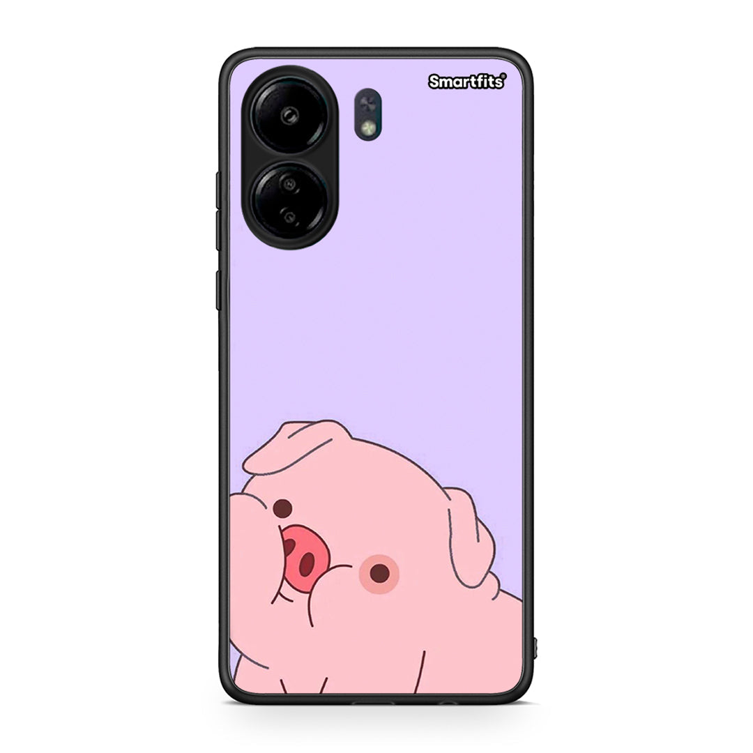 Xiaomi Poco C65 Pig Love 2 Θήκη Αγίου Βαλεντίνου από τη Smartfits με σχέδιο στο πίσω μέρος και μαύρο περίβλημα | Smartphone case with colorful back and black bezels by Smartfits