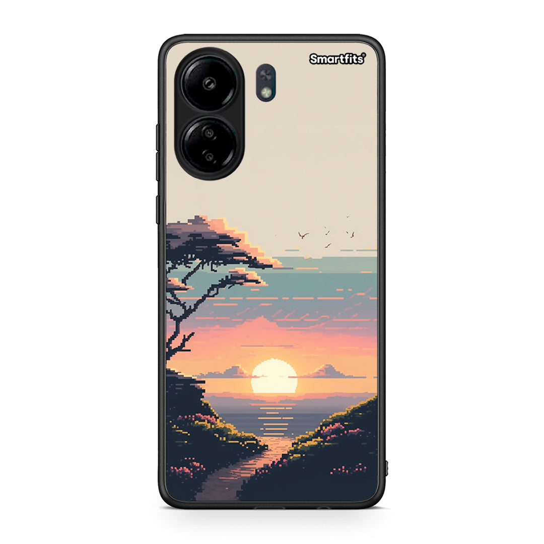 Xiaomi Poco C65 Pixel Sunset Θήκη από τη Smartfits με σχέδιο στο πίσω μέρος και μαύρο περίβλημα | Smartphone case with colorful back and black bezels by Smartfits