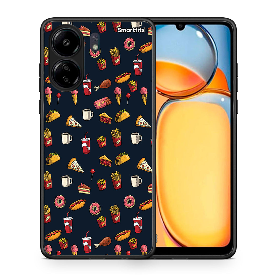 Θήκη Xiaomi Poco C65 Hungry Random από τη Smartfits με σχέδιο στο πίσω μέρος και μαύρο περίβλημα | Xiaomi Poco C65 Hungry Random case with colorful back and black bezels