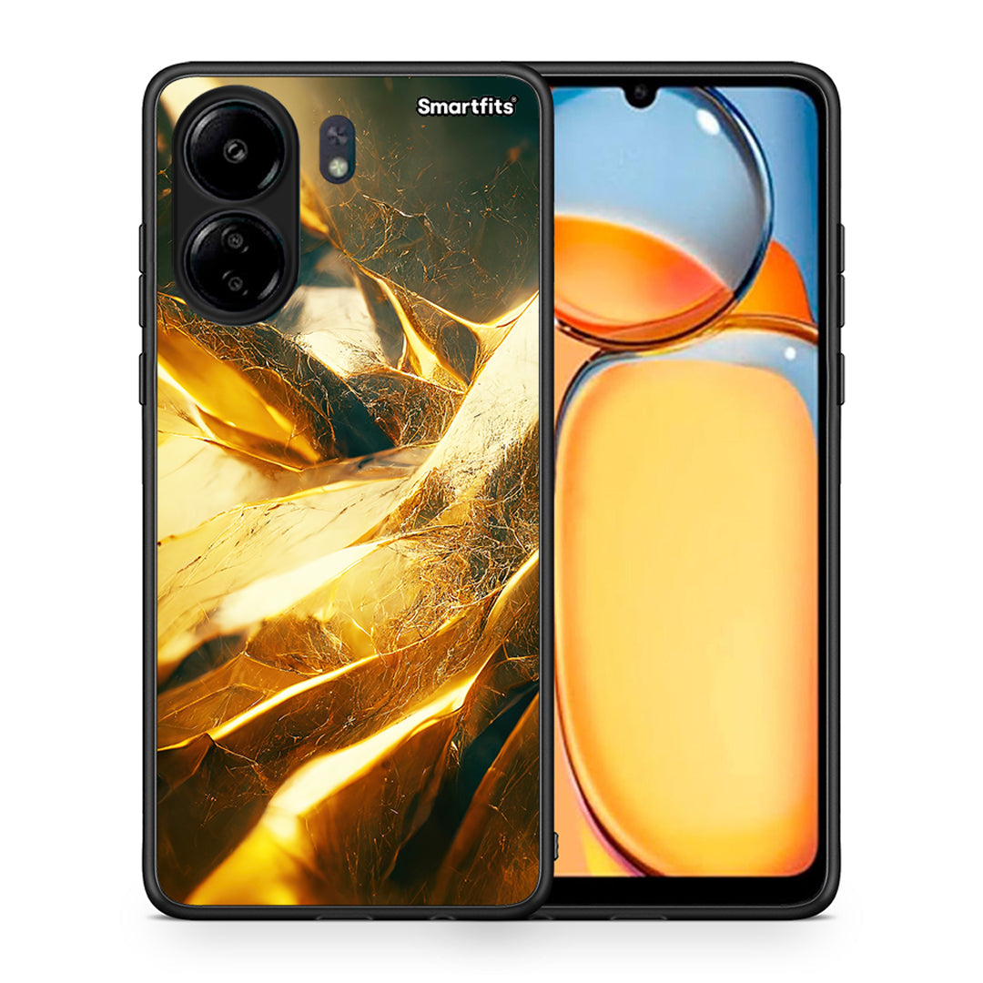 Θήκη Xiaomi Poco C65 Real Gold από τη Smartfits με σχέδιο στο πίσω μέρος και μαύρο περίβλημα | Xiaomi Poco C65 Real Gold case with colorful back and black bezels