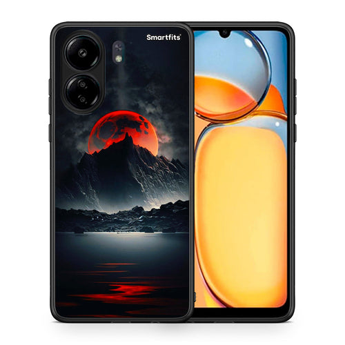 Θήκη Xiaomi Poco C65 Red Full Moon από τη Smartfits με σχέδιο στο πίσω μέρος και μαύρο περίβλημα | Xiaomi Poco C65 Red Full Moon case with colorful back and black bezels