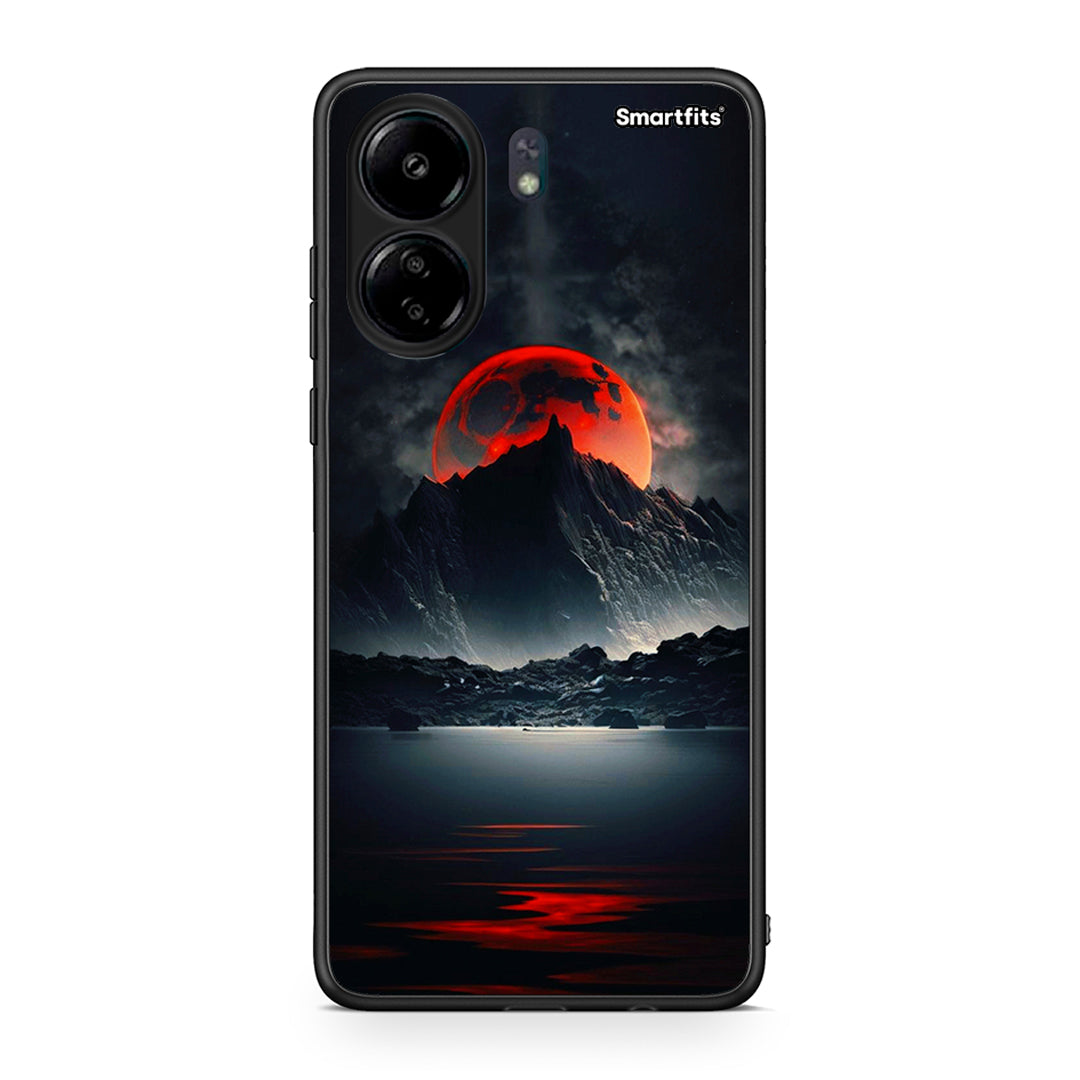 Xiaomi Poco C65 Red Full Moon θήκη από τη Smartfits με σχέδιο στο πίσω μέρος και μαύρο περίβλημα | Smartphone case with colorful back and black bezels by Smartfits