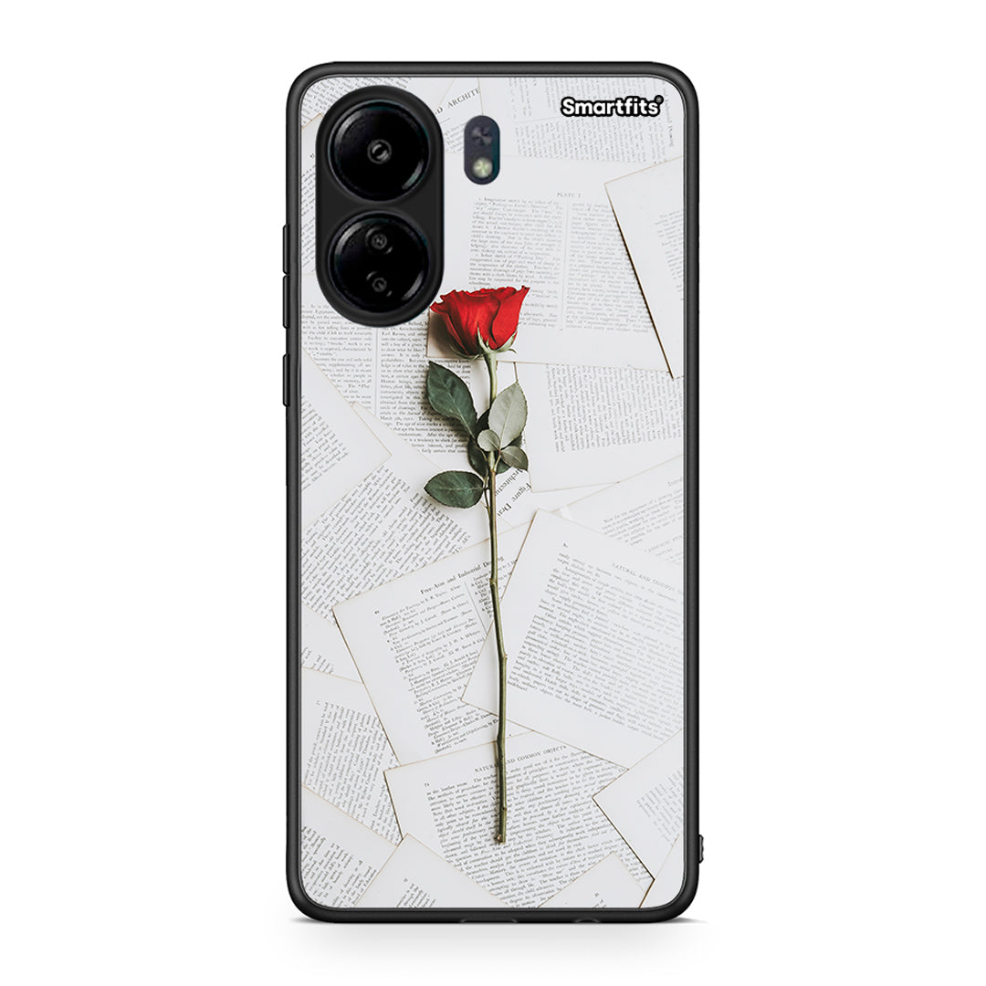 Xiaomi Poco C65 Red Rose θήκη από τη Smartfits με σχέδιο στο πίσω μέρος και μαύρο περίβλημα | Smartphone case with colorful back and black bezels by Smartfits