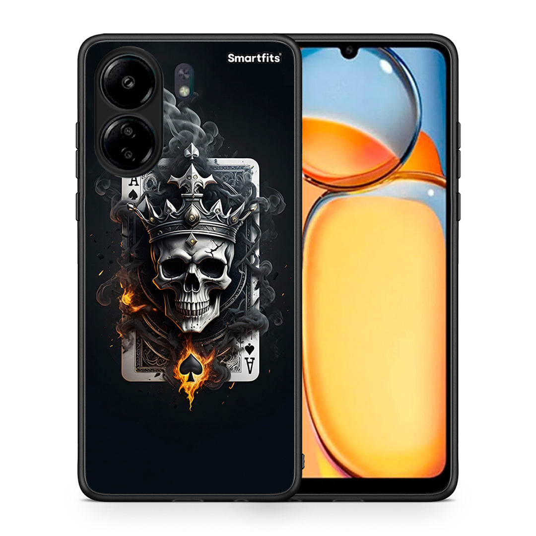 Θήκη Xiaomi Redmi 13C Skull King Ace από τη Smartfits με σχέδιο στο πίσω μέρος και μαύρο περίβλημα | Xiaomi Redmi 13C Skull King Ace case with colorful back and black bezels