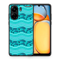 Thumbnail for Θήκη Xiaomi Poco C65 Swimming Dolphins από τη Smartfits με σχέδιο στο πίσω μέρος και μαύρο περίβλημα | Xiaomi Poco C65 Swimming Dolphins case with colorful back and black bezels