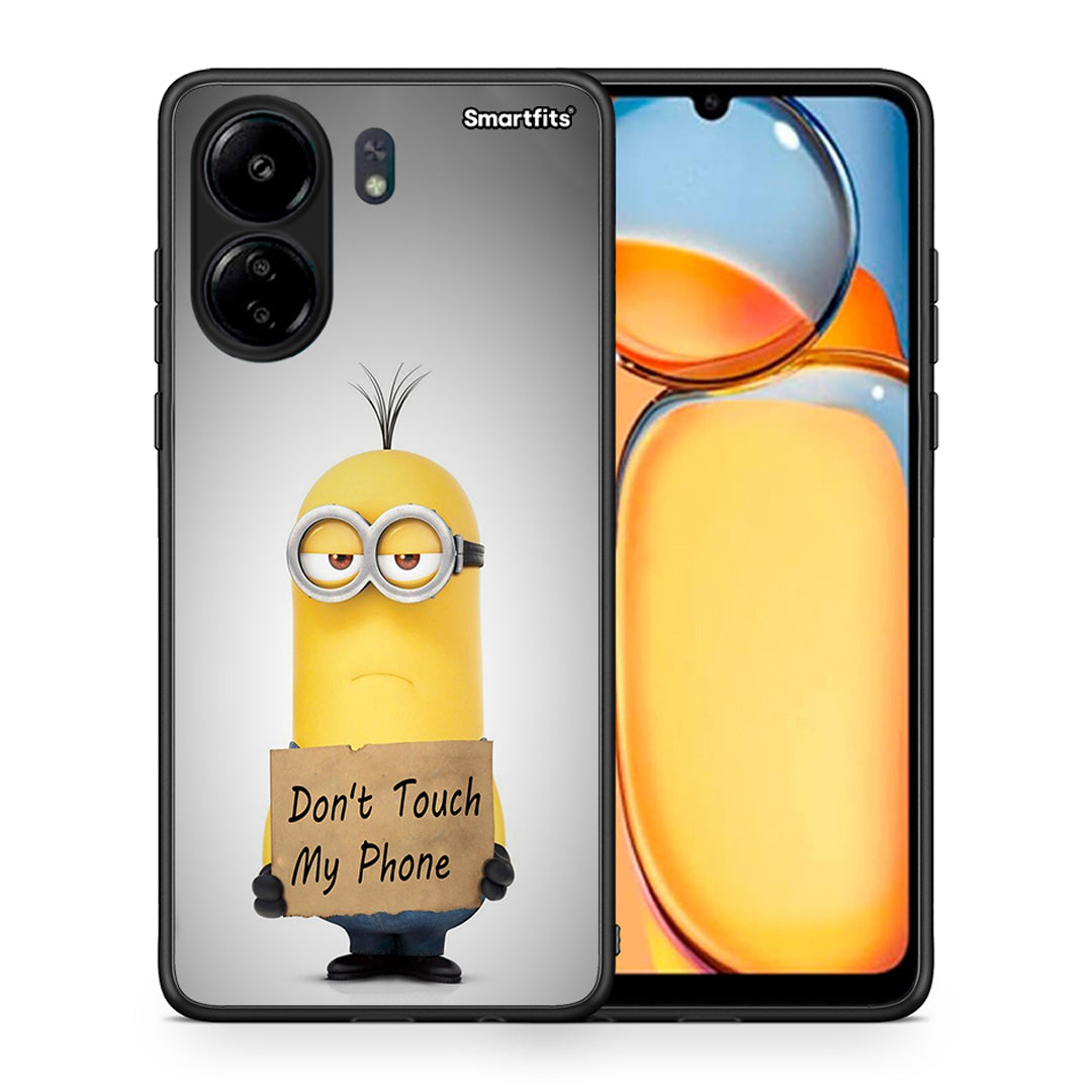 Θήκη Xiaomi Poco C65 Minion Text από τη Smartfits με σχέδιο στο πίσω μέρος και μαύρο περίβλημα | Xiaomi Poco C65 Minion Text case with colorful back and black bezels