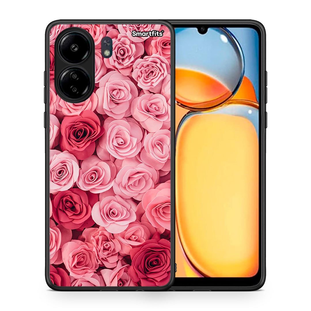 Θήκη Xiaomi Poco C65 RoseGarden Valentine από τη Smartfits με σχέδιο στο πίσω μέρος και μαύρο περίβλημα | Xiaomi Poco C65 RoseGarden Valentine case with colorful back and black bezels
