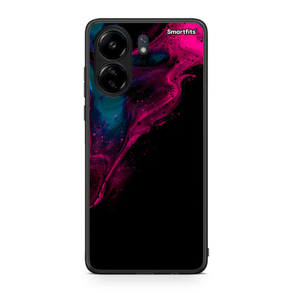 4 - Xiaomi Poco C65 Pink Black Watercolor case, cover, bumper