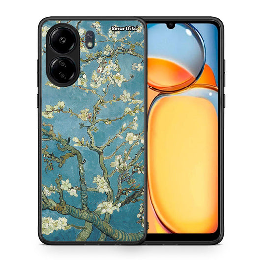 Θήκη Xiaomi Poco C65 White Blossoms από τη Smartfits με σχέδιο στο πίσω μέρος και μαύρο περίβλημα | Xiaomi Poco C65 White Blossoms case with colorful back and black bezels