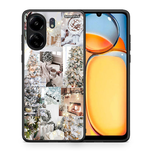 Θήκη Xiaomi Poco C65 White Christmas από τη Smartfits με σχέδιο στο πίσω μέρος και μαύρο περίβλημα | Xiaomi Poco C65 White Christmas case with colorful back and black bezels
