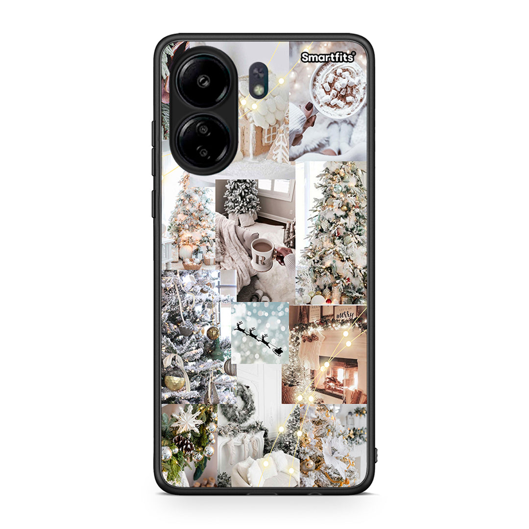 Xiaomi Poco C65 White Christmas θήκη από τη Smartfits με σχέδιο στο πίσω μέρος και μαύρο περίβλημα | Smartphone case with colorful back and black bezels by Smartfits