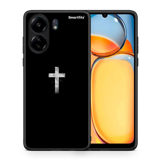 Θήκη Xiaomi Poco C65 White Cross από τη Smartfits με σχέδιο στο πίσω μέρος και μαύρο περίβλημα | Xiaomi Poco C65 White Cross case with colorful back and black bezels