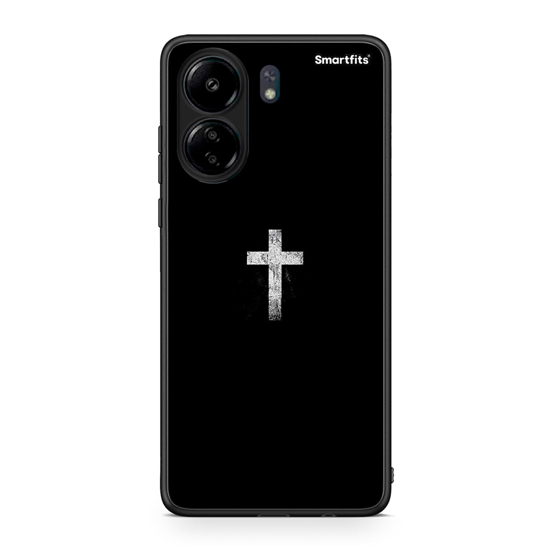 Xiaomi Poco C65 White Cross θήκη από τη Smartfits με σχέδιο στο πίσω μέρος και μαύρο περίβλημα | Smartphone case with colorful back and black bezels by Smartfits