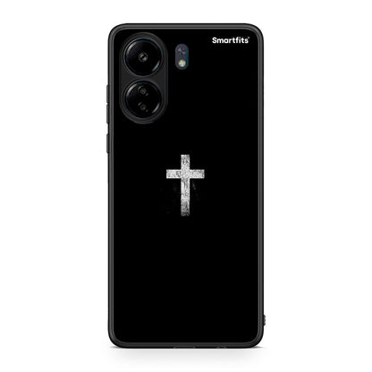 Xiaomi Poco C65 White Cross θήκη από τη Smartfits με σχέδιο στο πίσω μέρος και μαύρο περίβλημα | Smartphone case with colorful back and black bezels by Smartfits