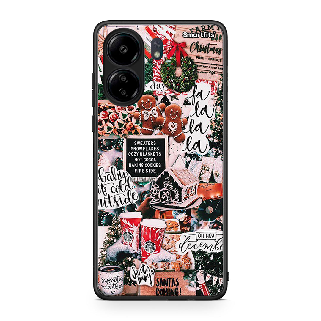 Xiaomi Poco C65 Xmas Habbits θήκη από τη Smartfits με σχέδιο στο πίσω μέρος και μαύρο περίβλημα | Smartphone case with colorful back and black bezels by Smartfits