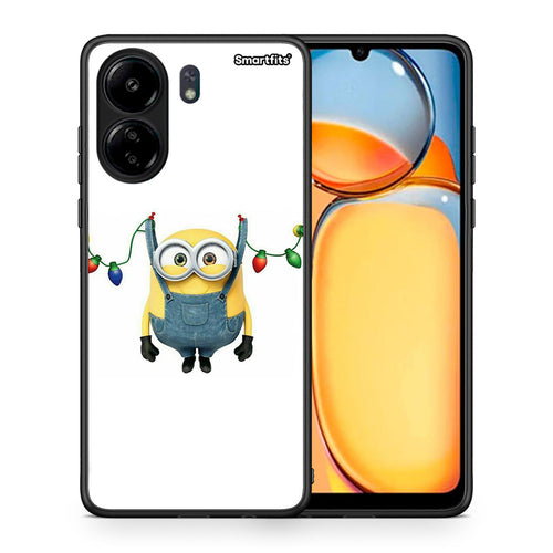 Θήκη Xiaomi Poco C65 Xmas Minion Lights από τη Smartfits με σχέδιο στο πίσω μέρος και μαύρο περίβλημα | Xiaomi Poco C65 Xmas Minion Lights case with colorful back and black bezels