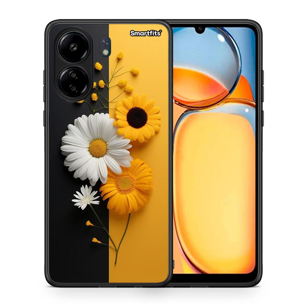 Θήκη Xiaomi Poco C65 Yellow Daisies από τη Smartfits με σχέδιο στο πίσω μέρος και μαύρο περίβλημα | Xiaomi Poco C65 Yellow Daisies case with colorful back and black bezels