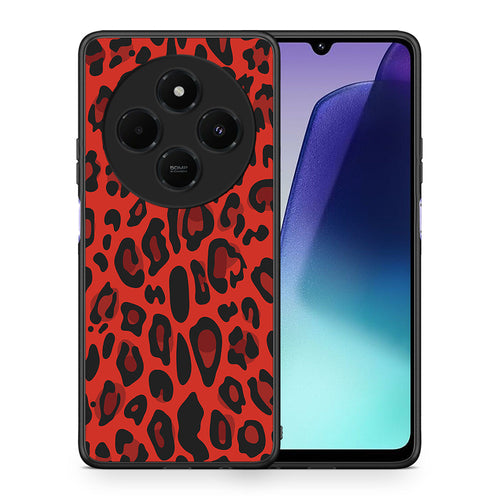 Θήκη Xiaomi Redmi 14C NFC / A3 Pro / Poco 75 4G / 5G Red Leopard Animal από τη Smartfits με σχέδιο στο πίσω μέρος και μαύρο περίβλημα | Xiaomi Redmi 14C NFC / A3 Pro / Poco 75 4G / 5G Red Leopard Animal case with colorful back and black bezels