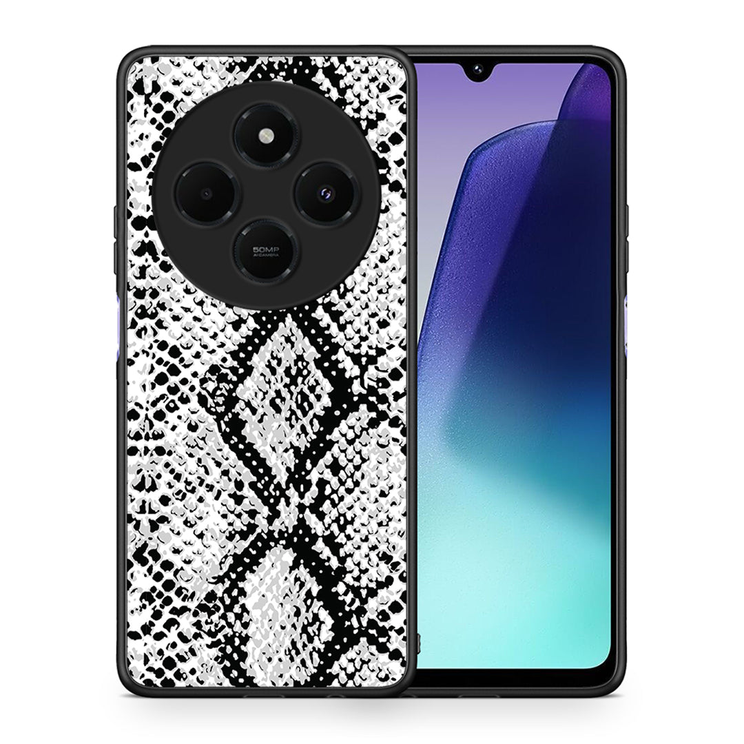 Θήκη Xiaomi Redmi 14C NFC / A3 Pro / Poco 75 4G / 5G White Snake Animal από τη Smartfits με σχέδιο στο πίσω μέρος και μαύρο περίβλημα | Xiaomi Redmi 14C NFC / A3 Pro / Poco 75 4G / 5G White Snake Animal case with colorful back and black bezels