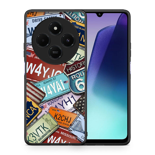 Θήκη Xiaomi Redmi 14C NFC / A3 Pro / Poco 75 4G / 5G Car Plates από τη Smartfits με σχέδιο στο πίσω μέρος και μαύρο περίβλημα | Xiaomi Redmi 14C NFC / A3 Pro / Poco 75 4G / 5G Car Plates case with colorful back and black bezels