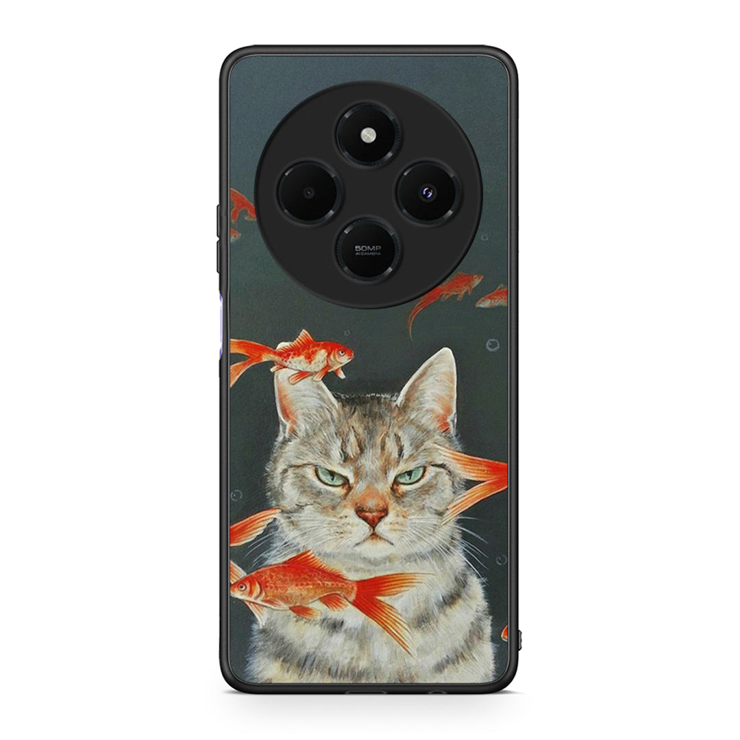Xiaomi Redmi 14C NFC / A3 Pro / Poco 75 4G / 5G Cat Goldfish θήκη από τη Smartfits με σχέδιο στο πίσω μέρος και μαύρο περίβλημα | Smartphone case with colorful back and black bezels by Smartfits