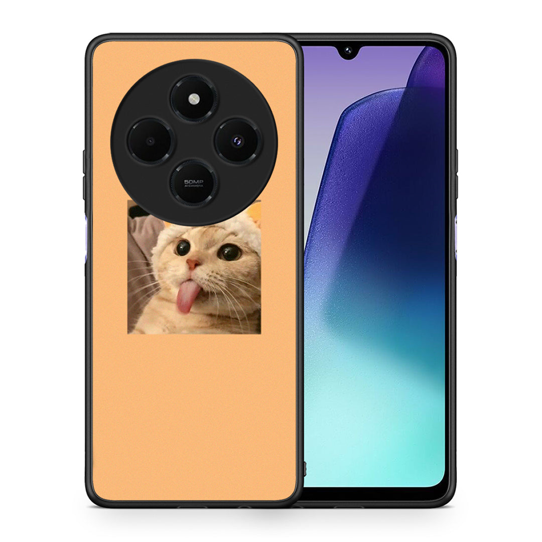 Θήκη Xiaomi Redmi 14C NFC / A3 Pro / Poco 75 4G / 5G Cat Tongue από τη Smartfits με σχέδιο στο πίσω μέρος και μαύρο περίβλημα | Xiaomi Redmi 14C NFC / A3 Pro / Poco 75 4G / 5G Cat Tongue case with colorful back and black bezels